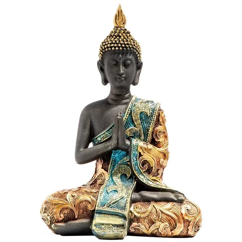 Große Buddha-Statue Thailand grün Harz handgefertigt Skulptur Meditation Deko